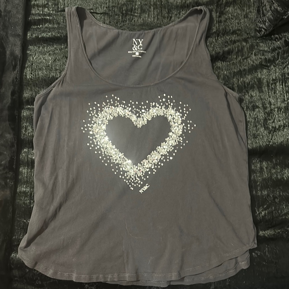 NYC Gray and White Heart Tank Top